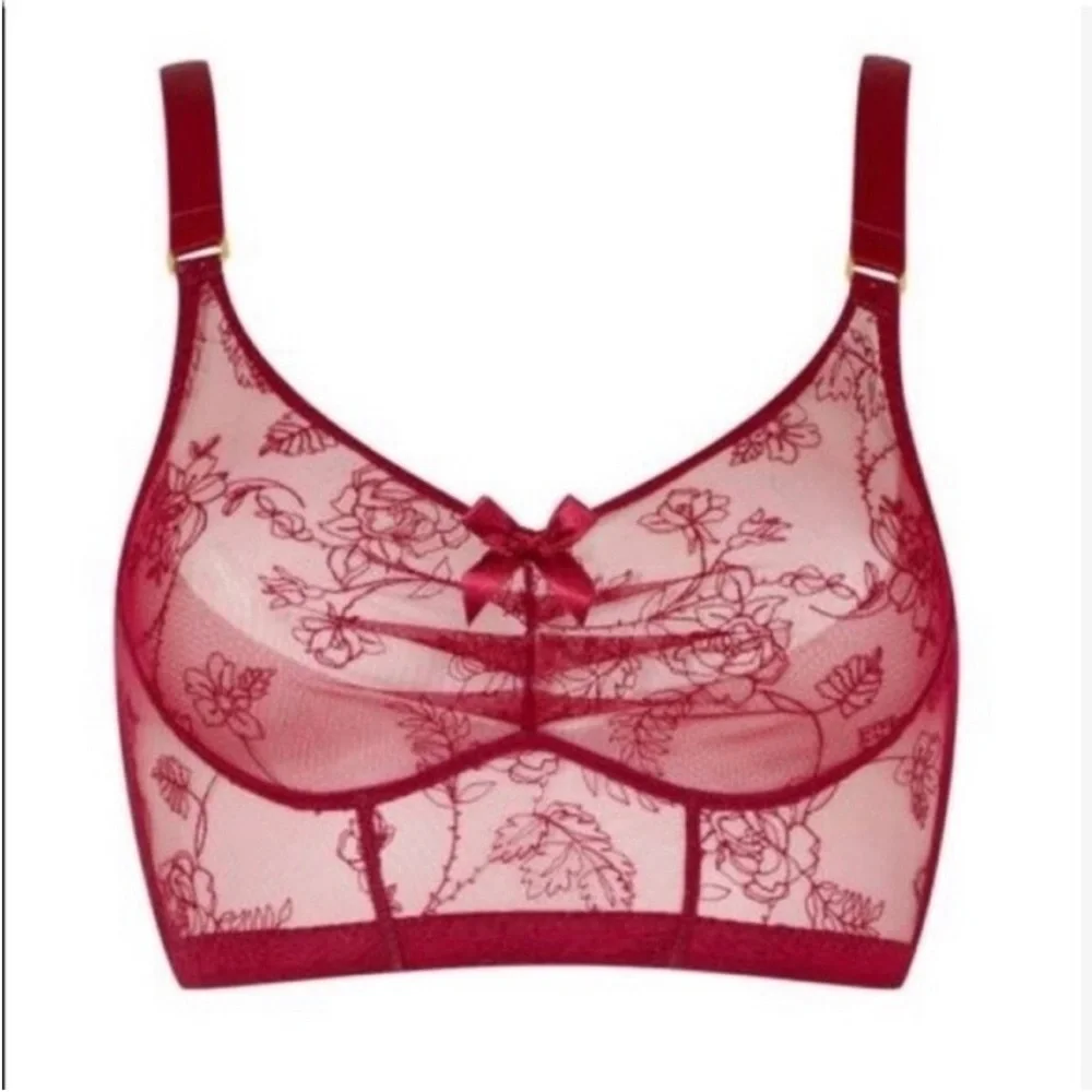 Agent Provocateurs Liv Burgundy Soft Lace Bra Size 2/4‎